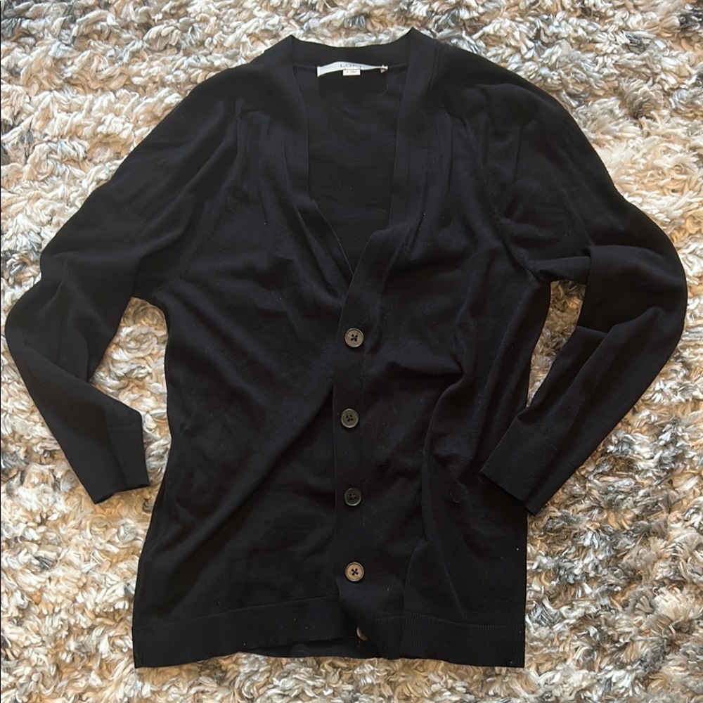 LOFT Black Classic Knit Cardigan Sweater size small